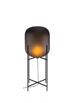 Oda In Between Smoky Grey Acetato Black Floor Lamp by Pulpo