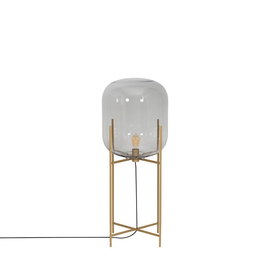 Oda in between steel grey brass floor lamp by Pulpo
Dimensions: D45 x H111.2 cm
Materials: handblown glass coloured and steel.

Also available in different finishes.

A slender base hugs a bulbous form. An industrial motif softened by the