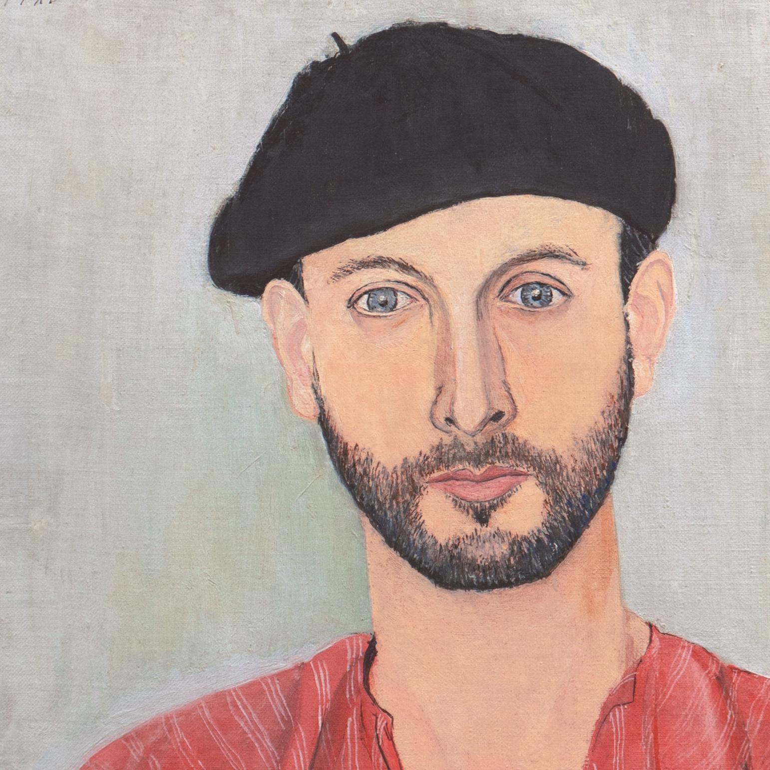'Portrait of the Artist, Victor Isbrand', Paris, Copenhagen, Morocco - Beige Portrait Painting by Oda Lauritsen Isbrand
