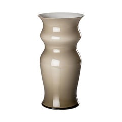 Odalische Short Glass Vase in Grey/Milk White by Leonardo Ranucci