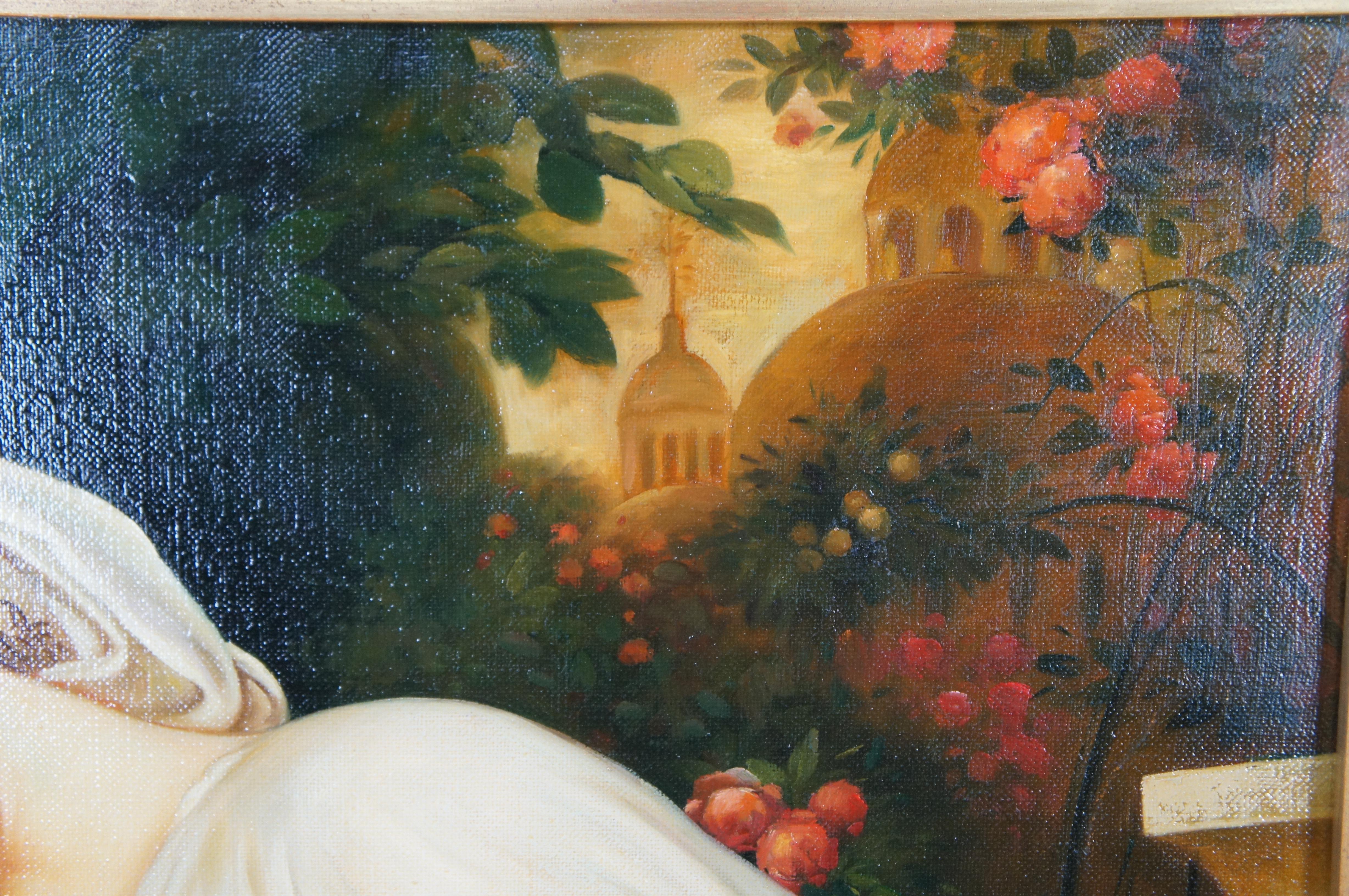 Canvas Odalisque Contemporary School Oil Painting After Frederick Leighton Woman Swan