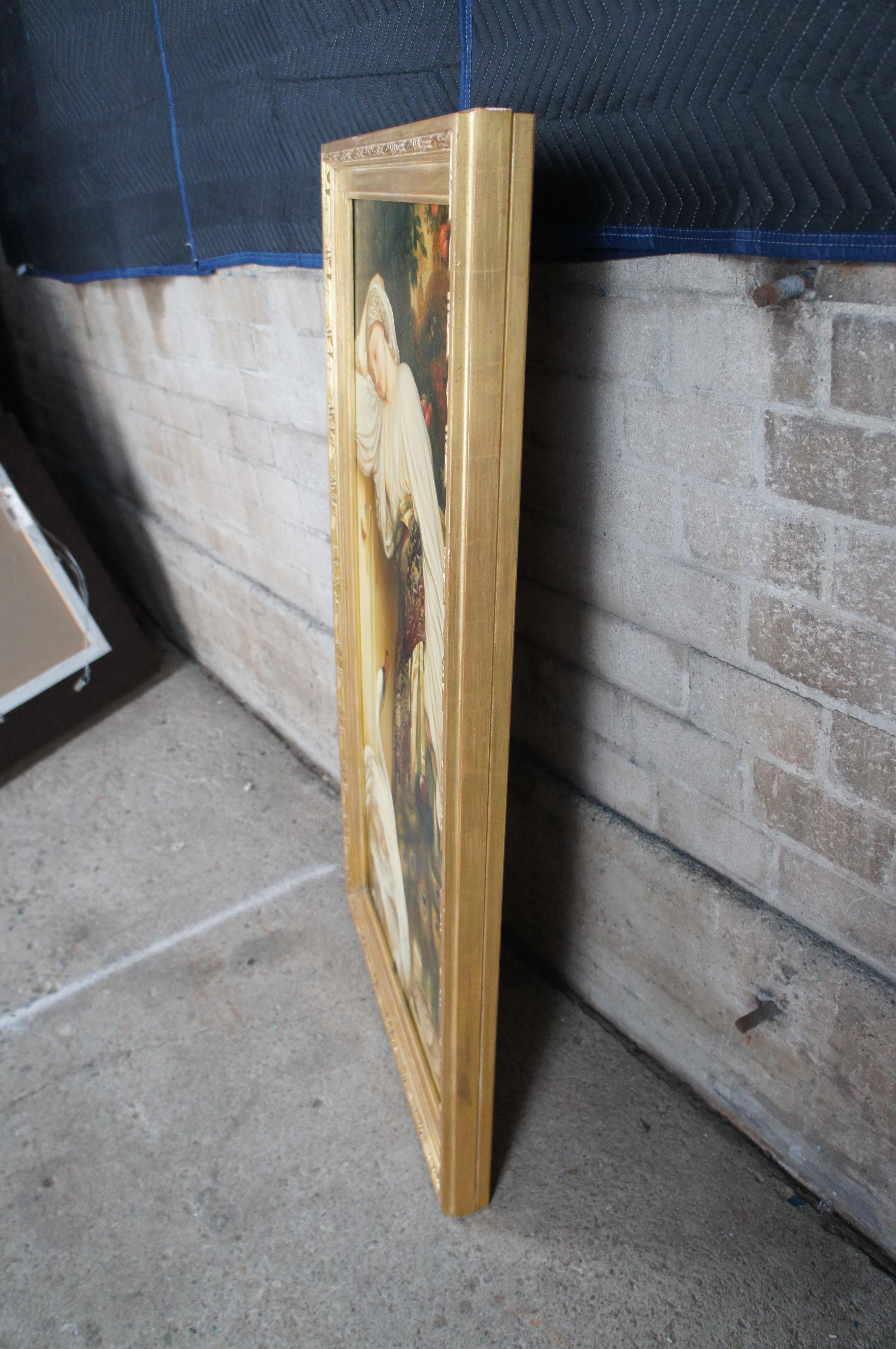 Odalisque Contemporary School Oil Painting After Frederick Leighton Woman Swan 4