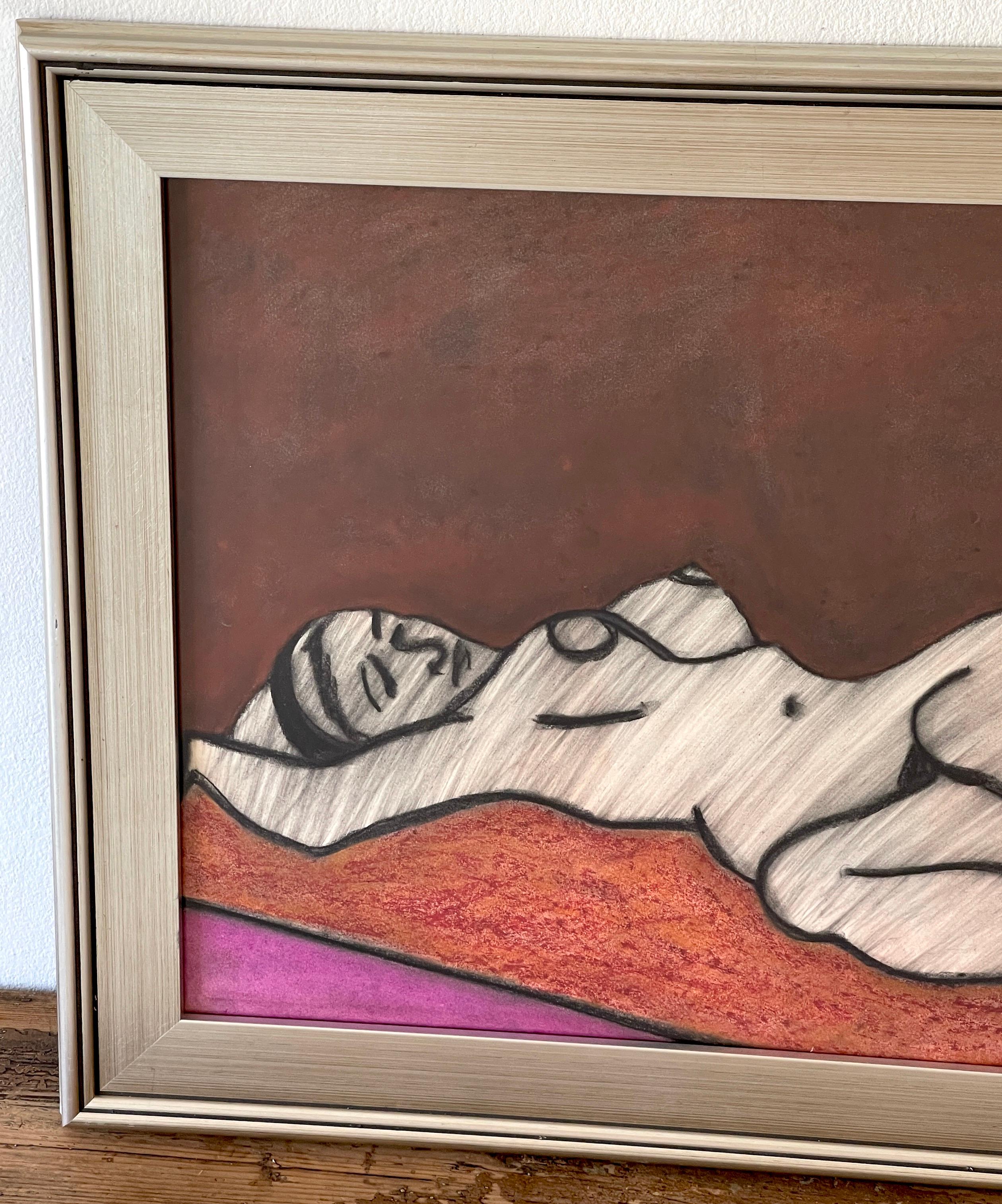 Modern 'Odalisque' Oil/Mixed Media on Paper, 1960s by Douglas D. Peden  For Sale