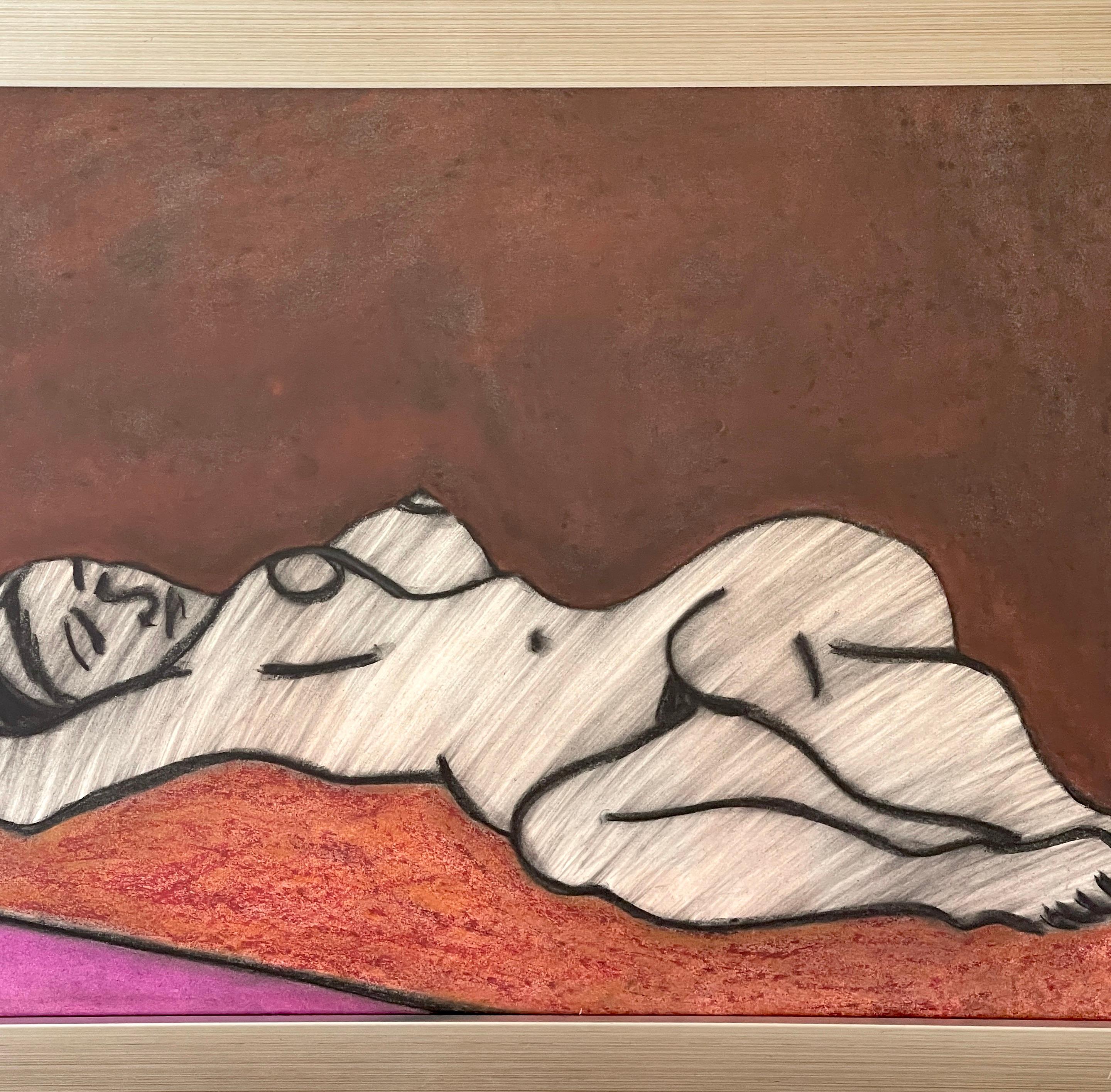 American 'Odalisque' Oil/Mixed Media on Paper, 1960s by Douglas D. Peden  For Sale