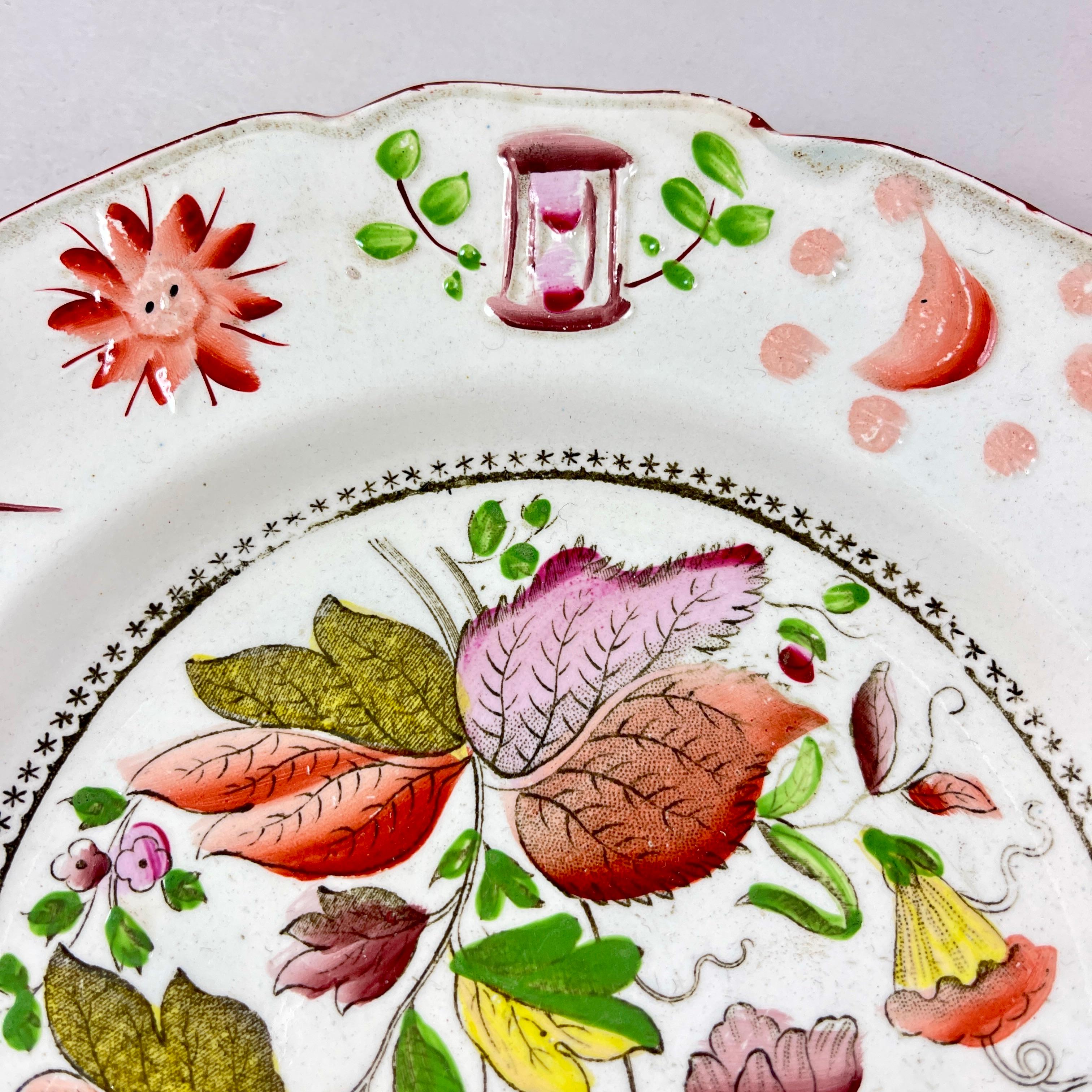 XIX secolo Piatto dipinto a lustro Odd Fellow / Mason Pearlware - a in vendita
