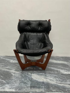 Odd Knutsen "Luna" Leather High Back Sling Lounge Chair for Hjellegjerde