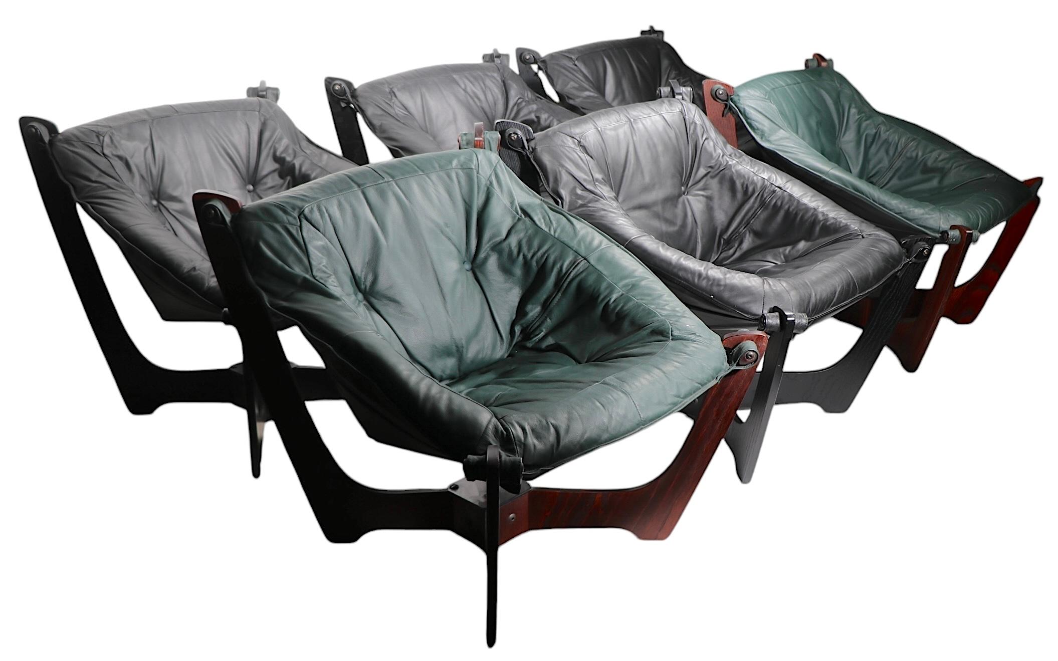 Odd Knutsen Sillas de salón Luna de Hjellegjerde Mobler Noruega Años 70 6 disponibles en Bueno estado para la venta en New York, NY