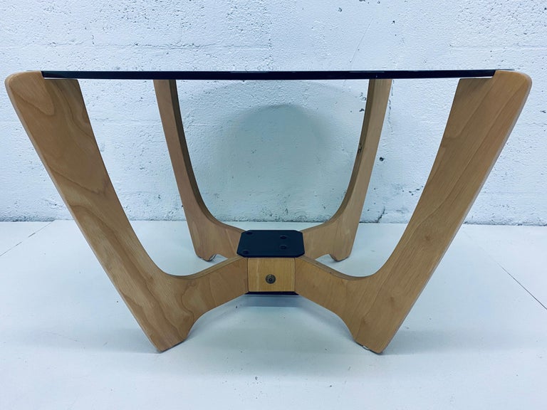 Odd Knutsen Midcentury Danish Modern Beech Wood and Glass Top Coffee