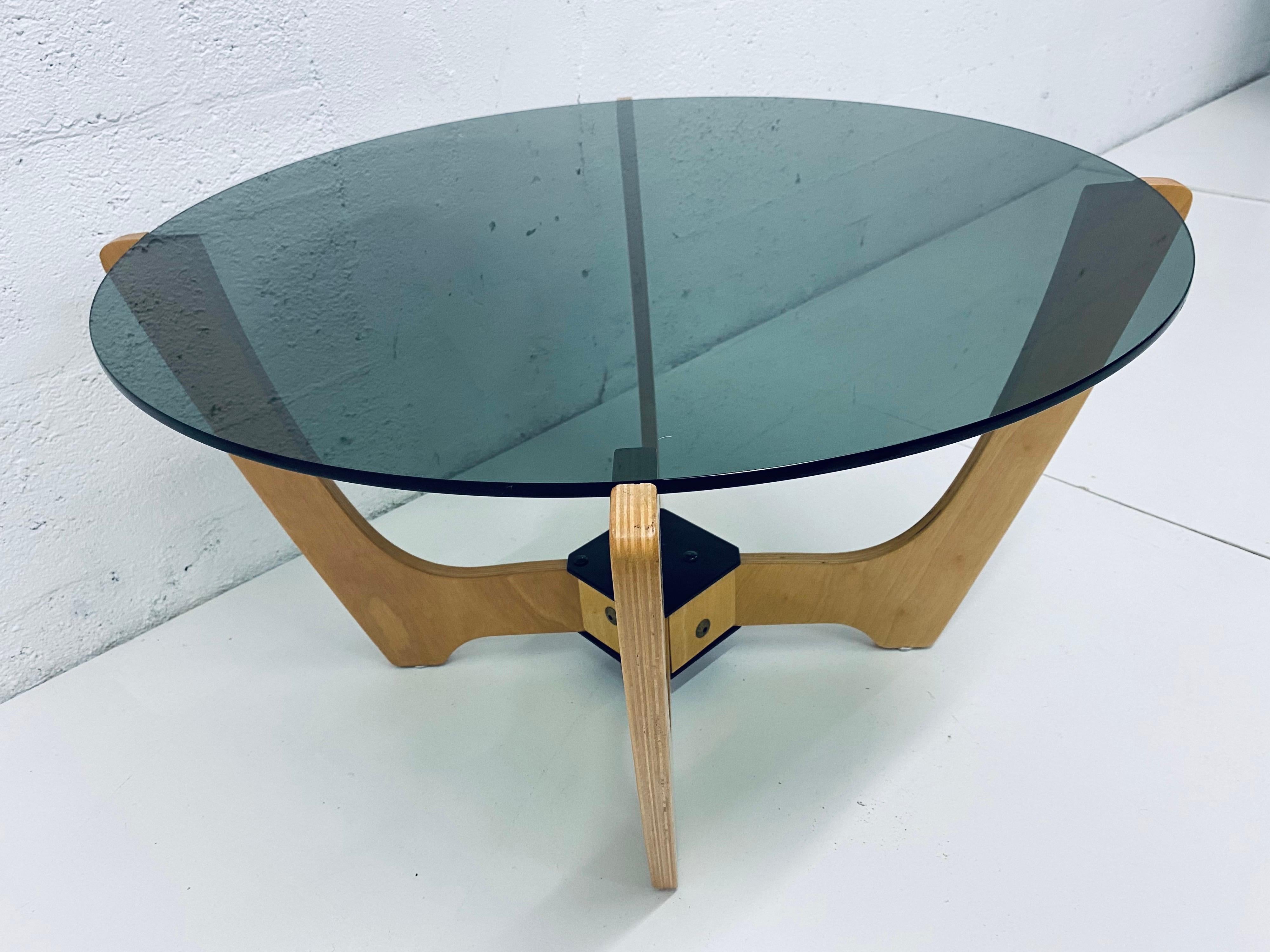 Mid-Century Modern Odd Knutsen Midcentury Danish Modern Beech Wood and Glass Top Coffee Table For Sale