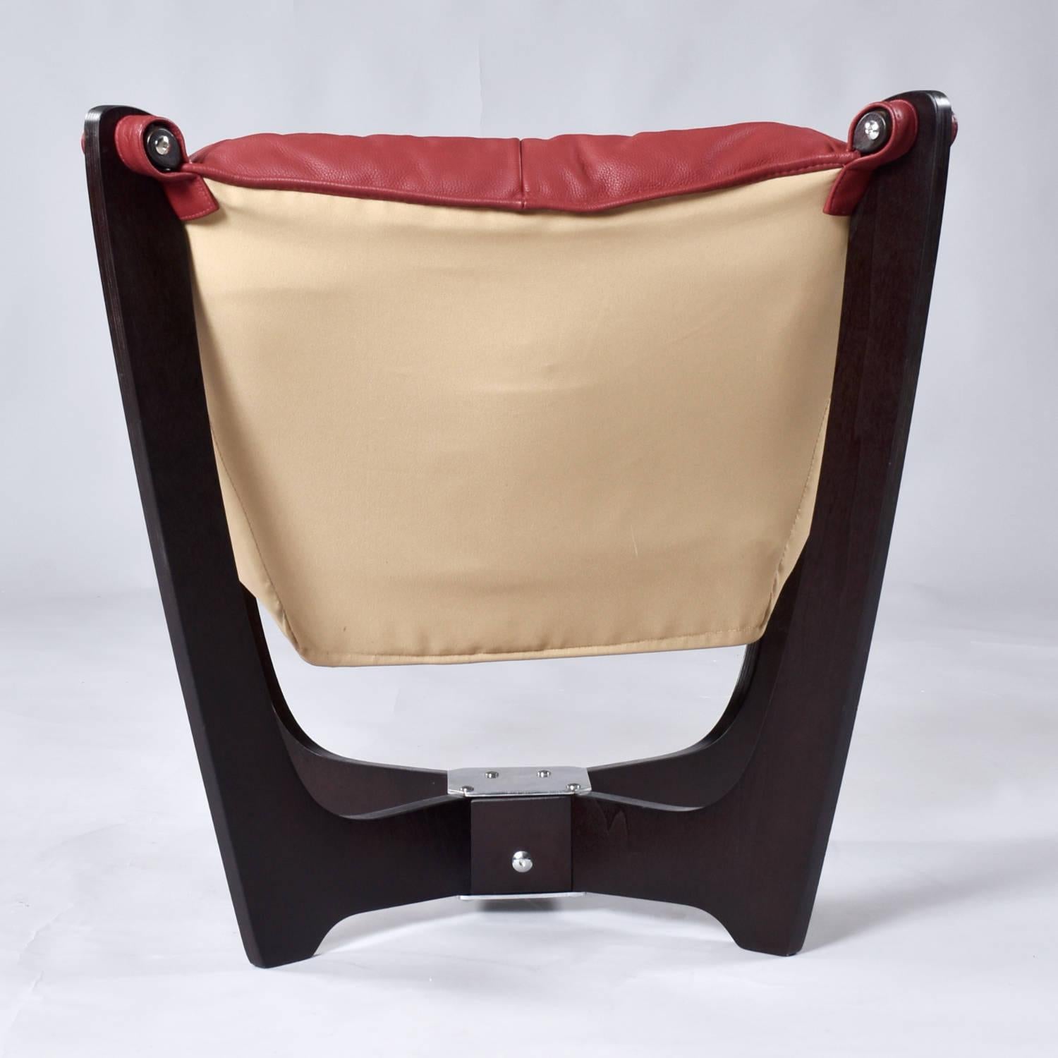 Thai Odd Knutsen Ruby Leather Scandinavian Modern Luna Sling Chair