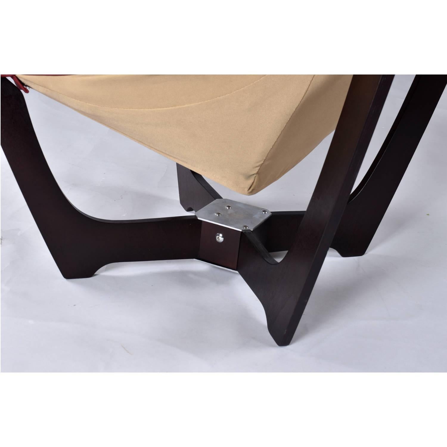 Odd Knutsen Ruby Leather Scandinavian Modern Luna Sling Chair In Excellent Condition In Chattanooga, TN