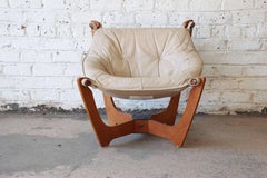 Odd Knutsen Teak Luna Chair in Tan Leather