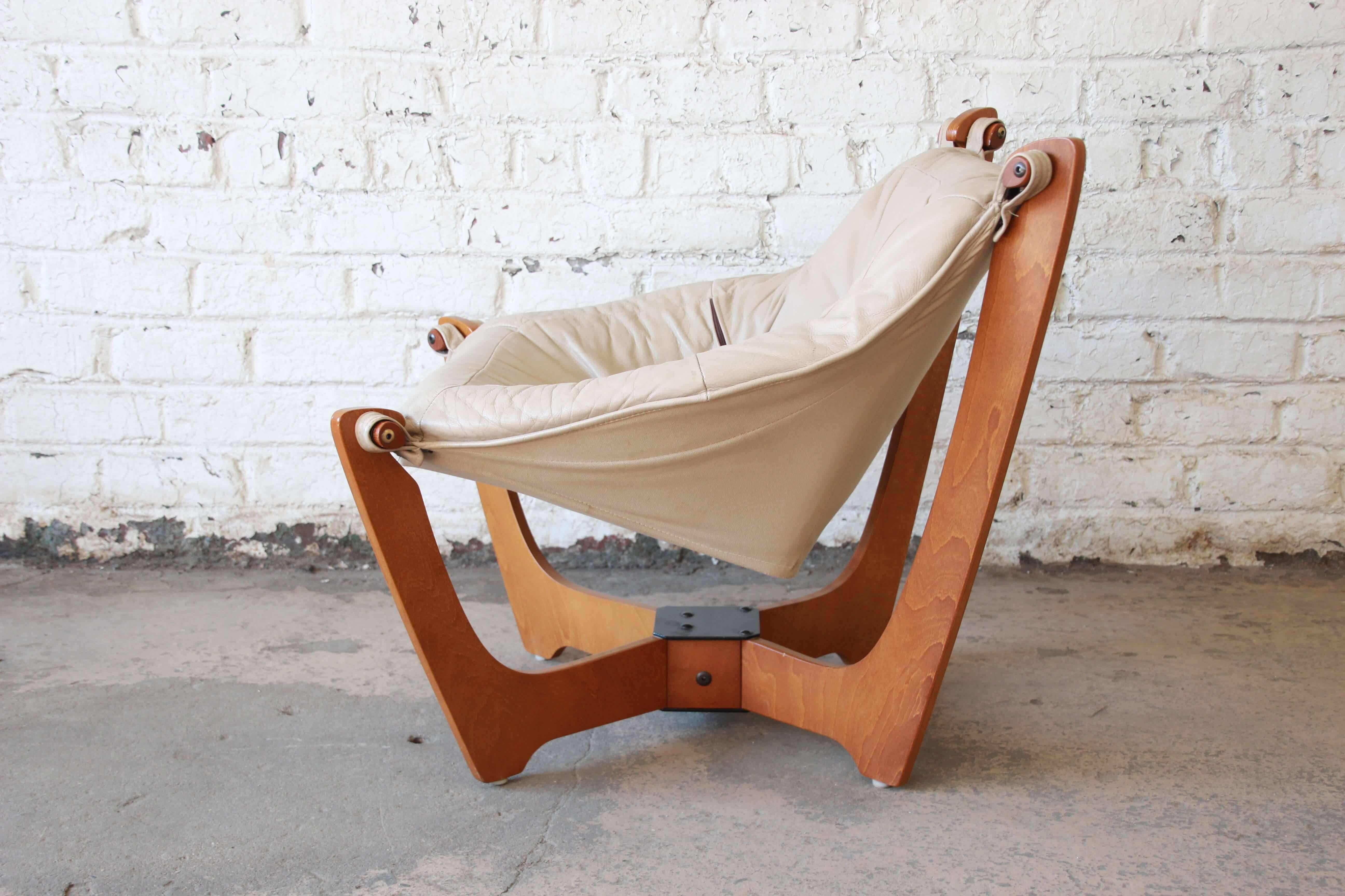 Mid-20th Century Odd Knutsen Teak Luna Chair in Tan Leather