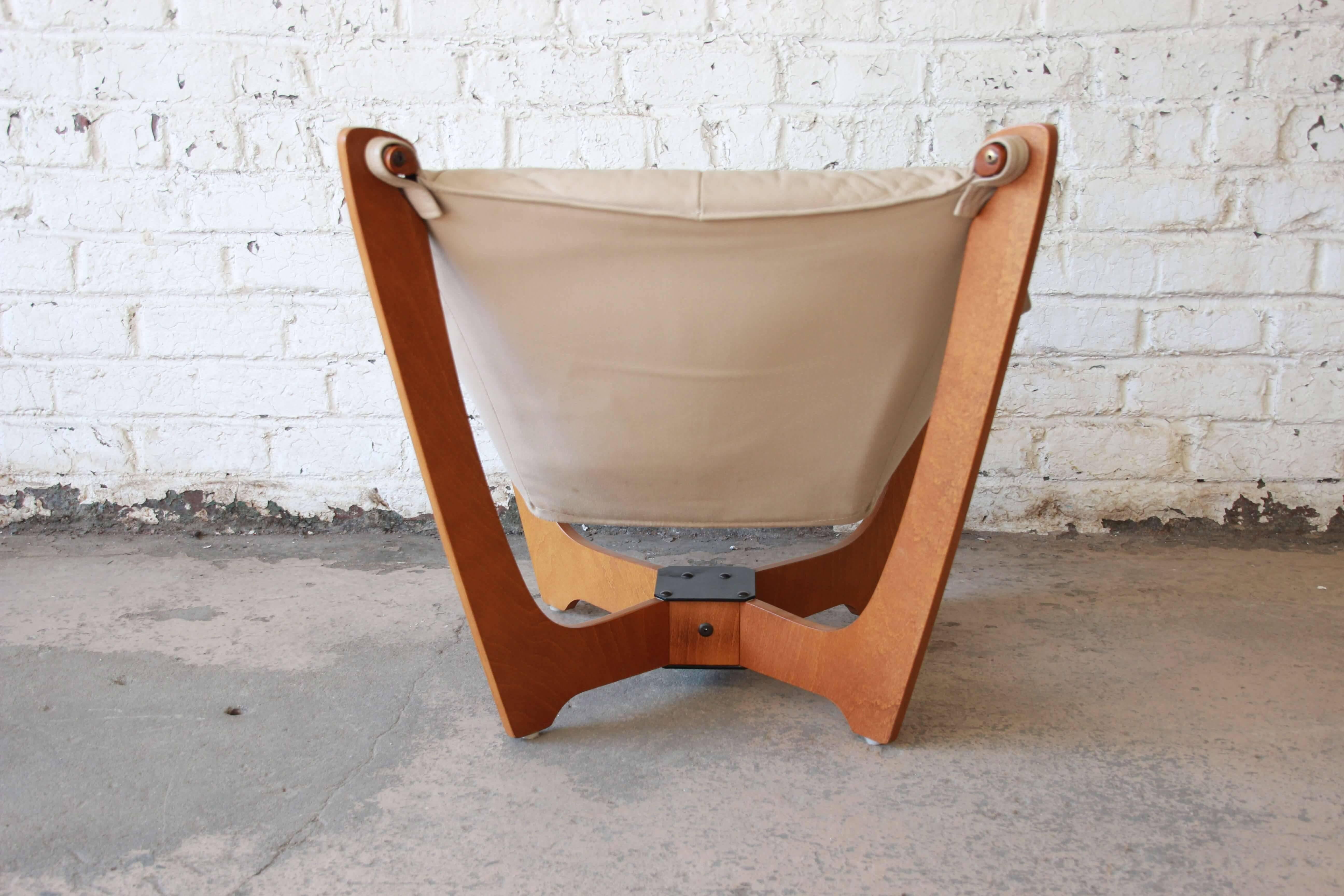Odd Knutsen Teak Luna Chair in Tan Leather 1