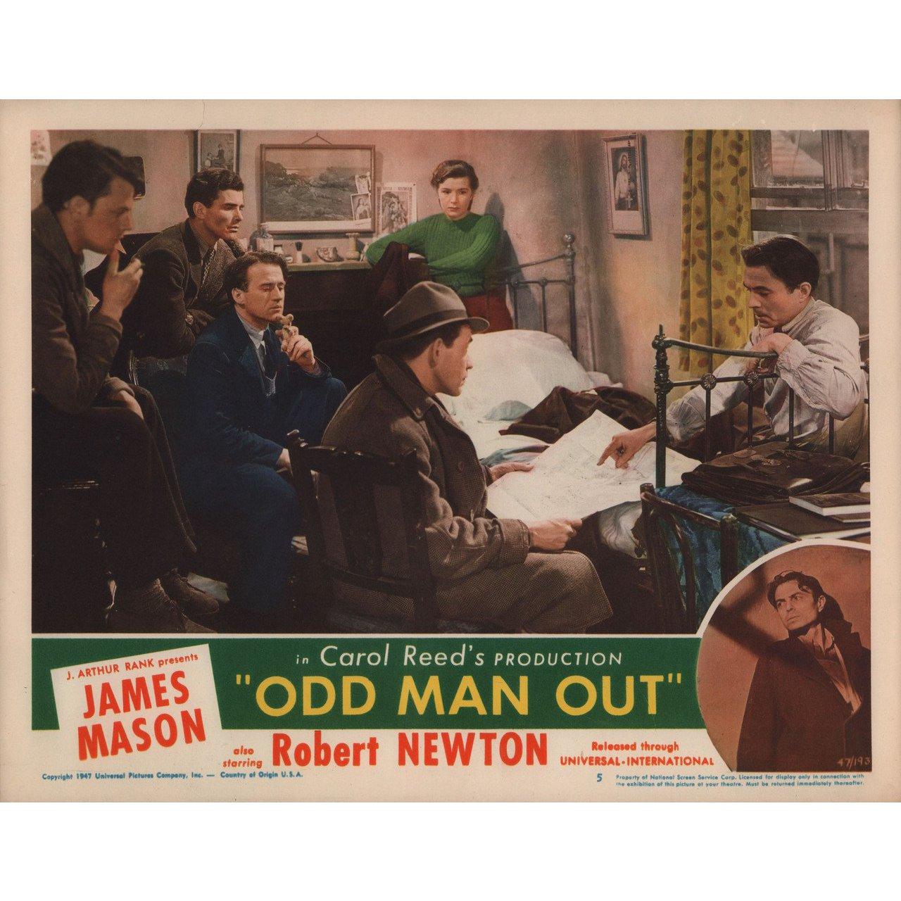 Original 1947 U.S. scene card for the film Odd Man Out directed by Carol Reed with James Mason / Robert Newton / Cyril Cusack / F.J. McCormick. Very Good condition. Please note: the size is stated in inches and the actual size can vary by an inch or