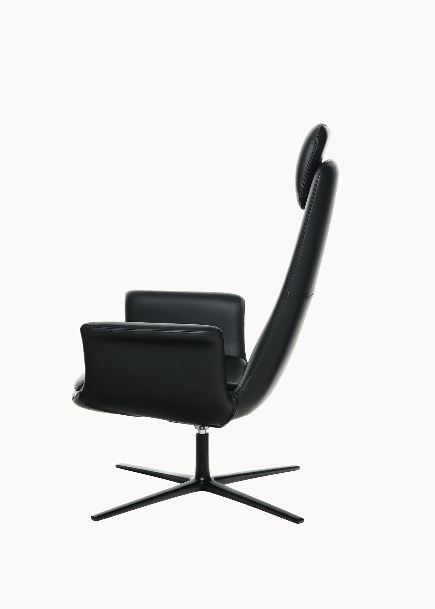 Spanish Oddysey Black Small Headrest Armchair by Eugeni Quitllet For Sale