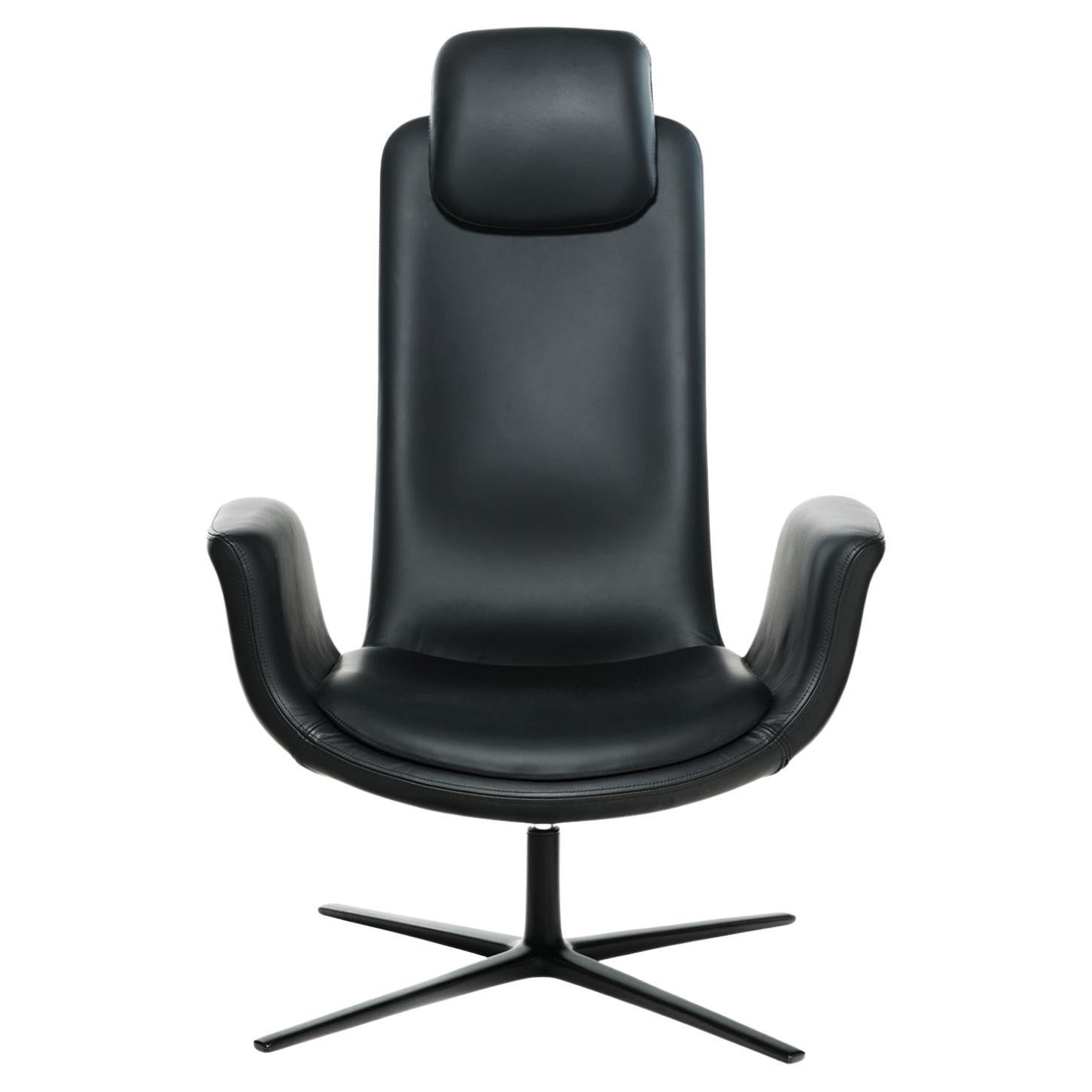 Oddysey Black Small Headrest Armchair by Eugeni Quitllet