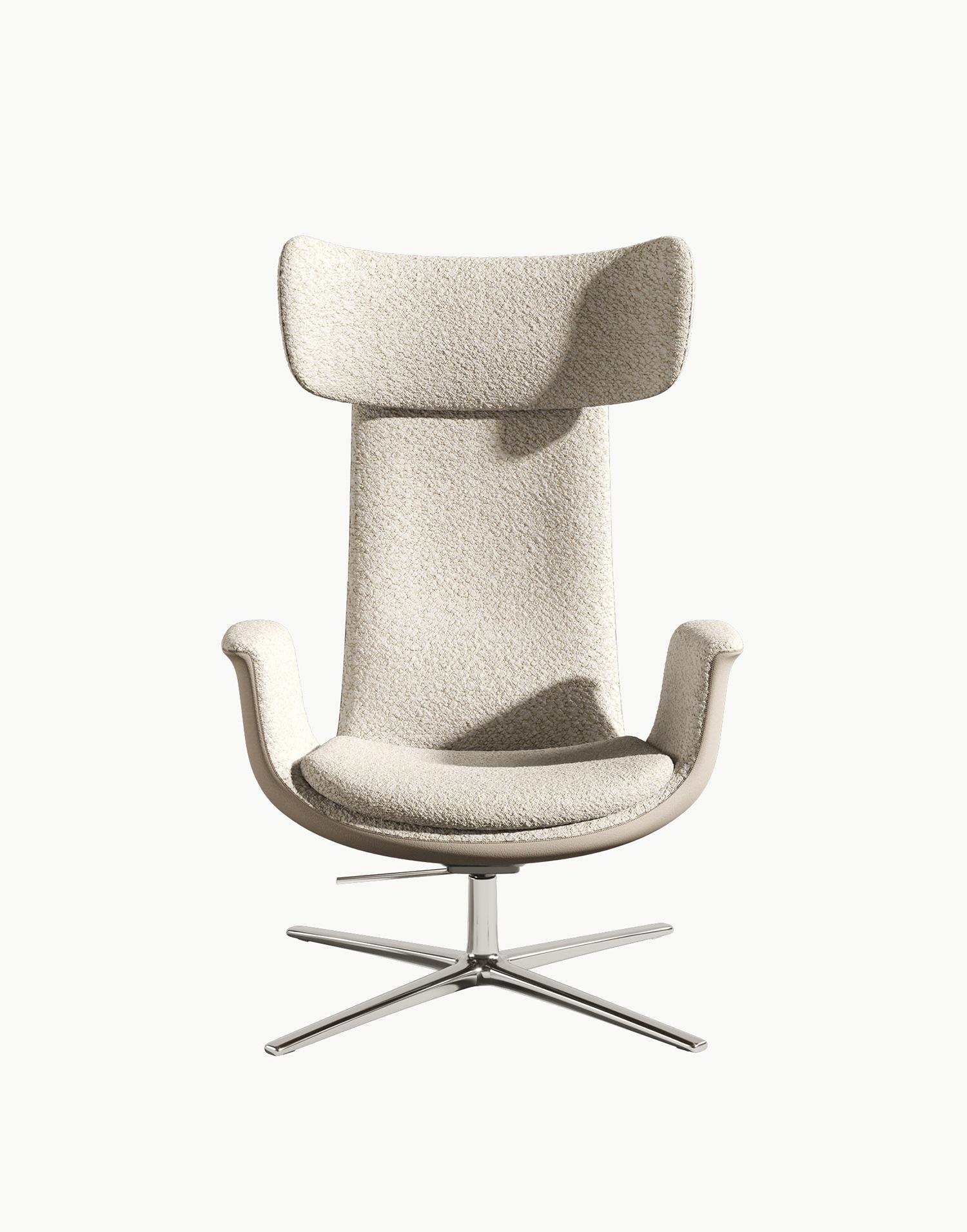 Oddysey Light Grey Large Headrest Armchair by Eugeni Quitllet
Dimensions: D 75 x W 81 x H 111 cm.
Materials: Polyurethane foam, steel, felt, leather and fabric.
Other materials available. Please contact us.

A flexible moulded polyurethane