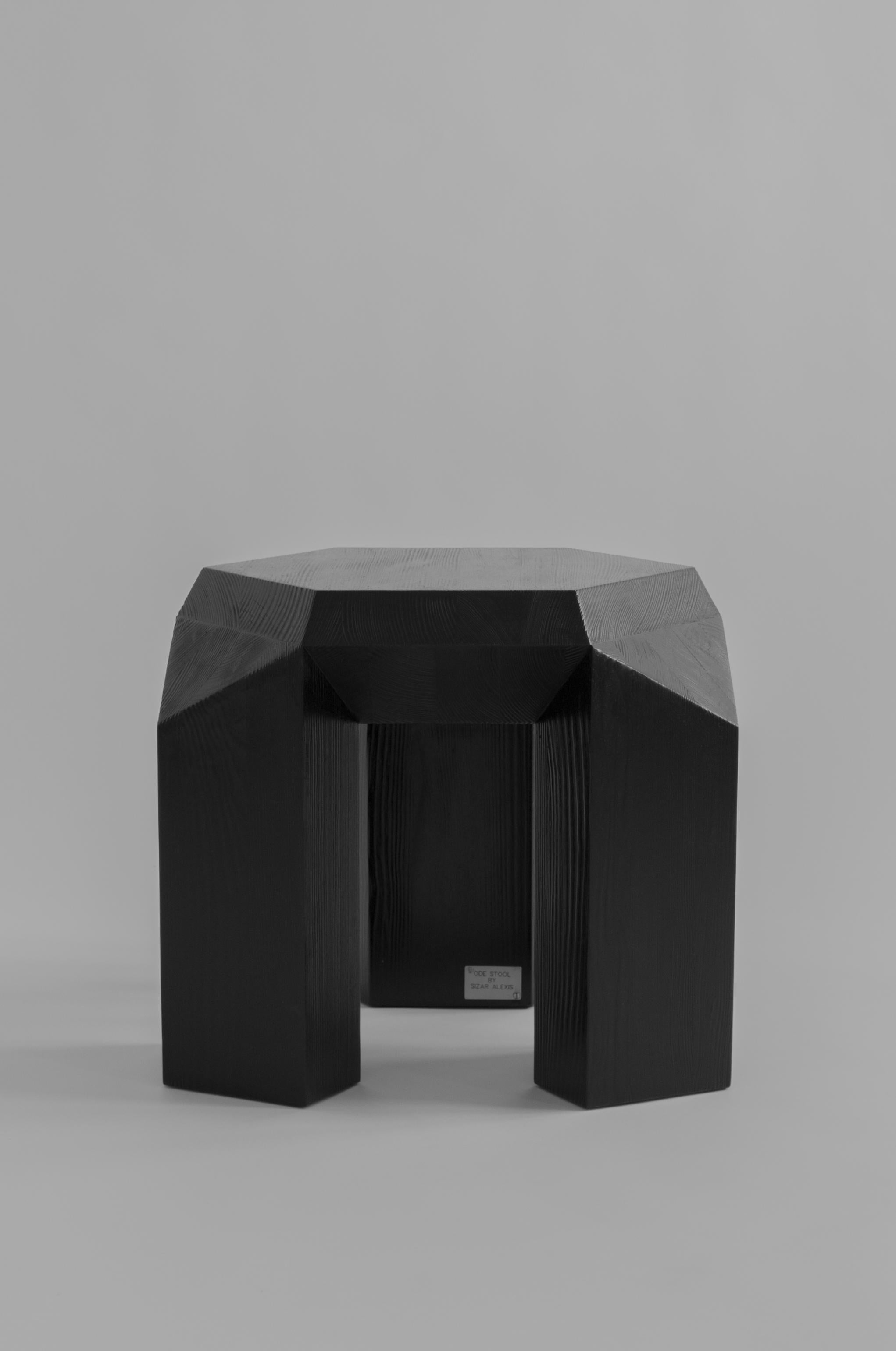 Pine Ode Three-Legged Stool by Sizar Alexis For Sale