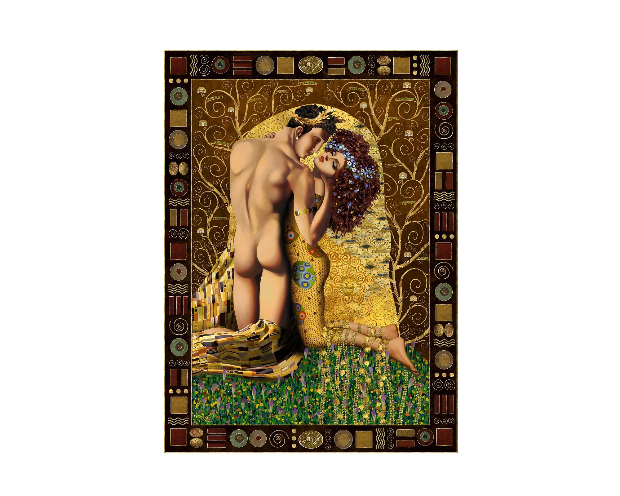 Greek Ode to Klimt, Original Expressionist Art Painting by Giorgos Tsolis For Sale