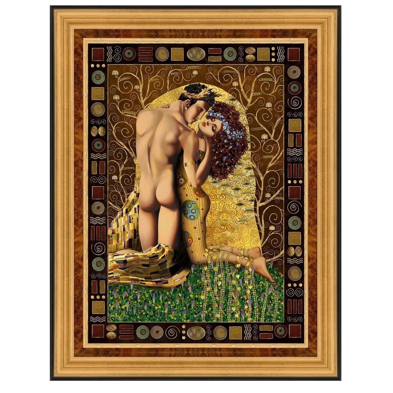 Ode to Klimt, Original Expressionist Art Painting by Giorgos Tsolis For Sale