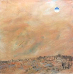 Large Jerusalem Hills Landscape Modernist Israeli Oil Painting