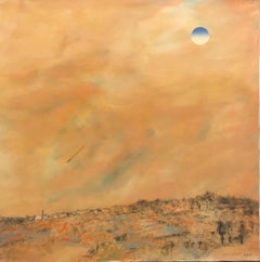 Large Jerusalem Hills Landscape Modernist Israeli Oil Painting