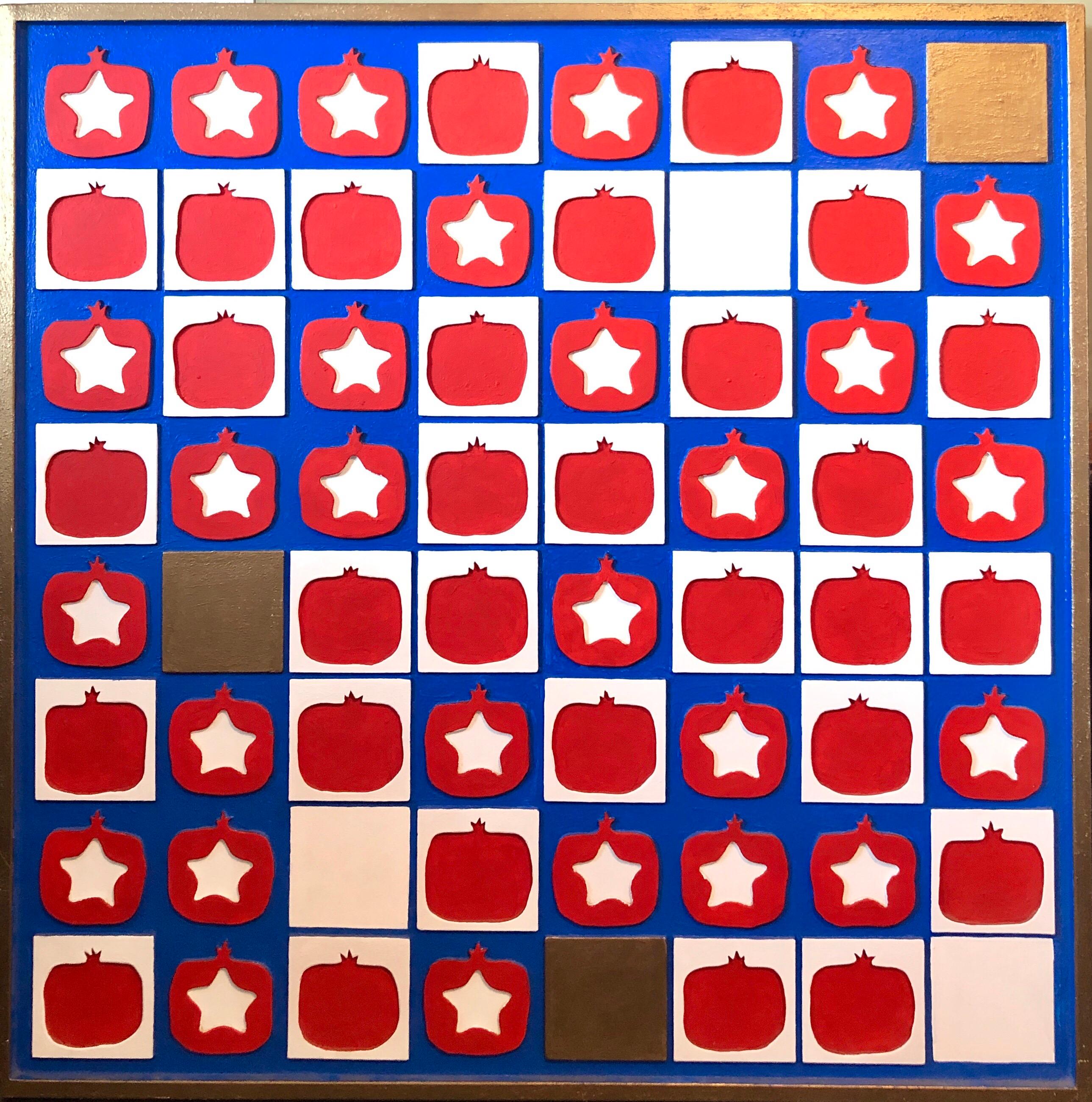 Sculpture murale Americana rouge, blanc et bleu à motif du drapeau américain