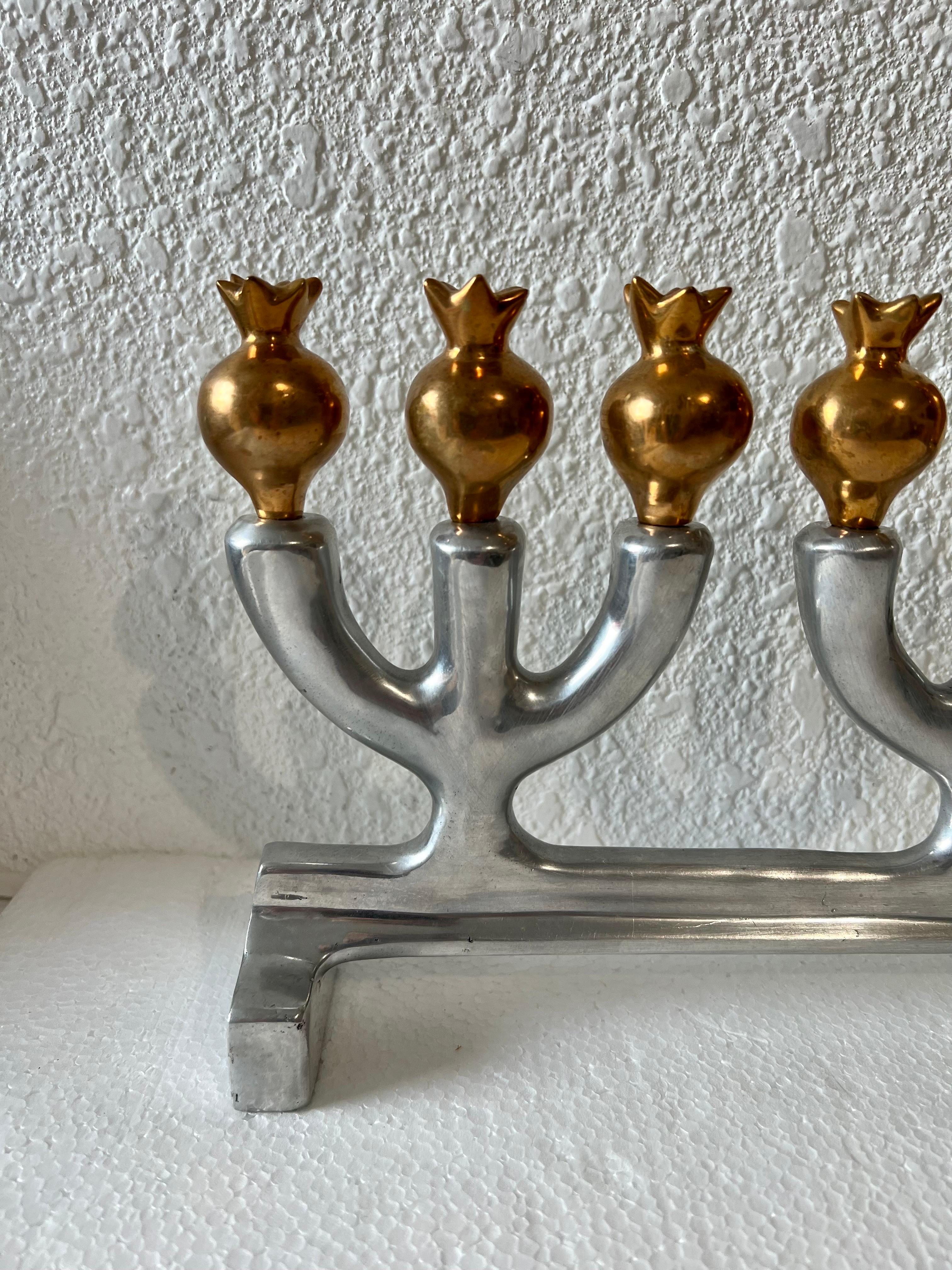 Rare Oded Halahmy Cast Sculpture Art Menorah Artisan Judaica in Jewish Museum For Sale 9