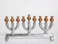 Rare Oded Halahmy Cast Sculpture Art Menorah Artisan Judaica in Jewish Museum