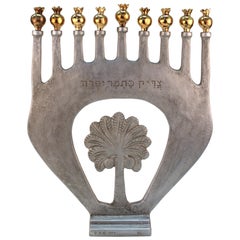 Oded Halahmy 'Archway Holding Palm' Modern Bronze and Aluminum Cast Menorah