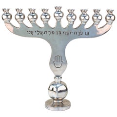 Vintage Oded Halahmy 'Chanukiah Welcomes' Modern Aluminium Cast Menorah