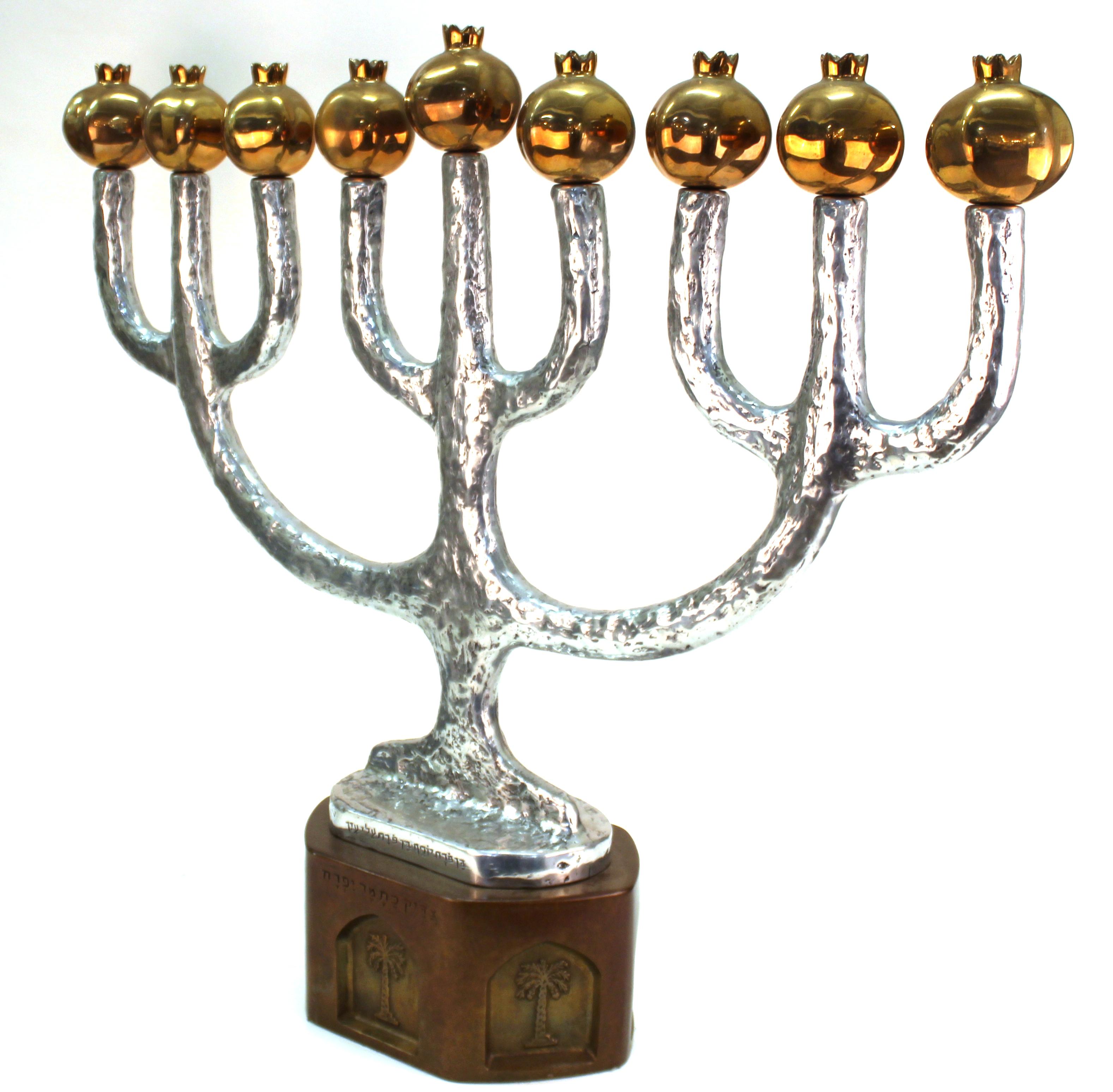 Modern bronze and cast aluminium monumental sized menorah by Oded Halahmy, created in 1997. Marked by the artist and dated on the side. In great vintage condition.
