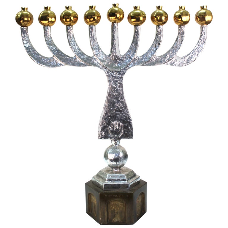 Oded Halahmy &#39;Round Light&#39; Modern Bronze and Aluminium Cast Menorah For Sale at 1stdibs