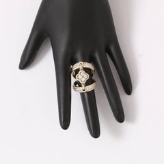 Odelia 18 Karat Yellow Gold Diamond Pave Clover Double Band Ring