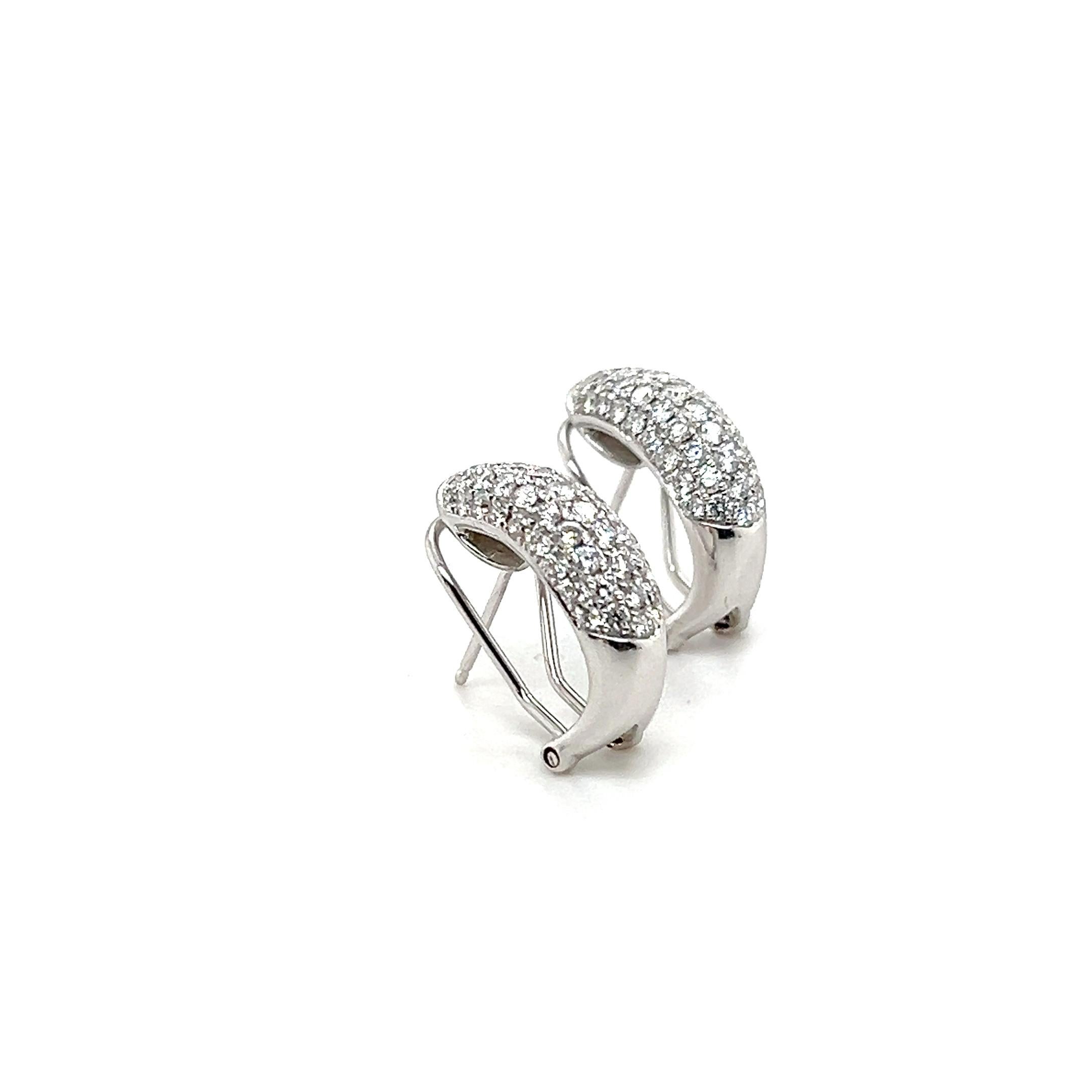 Odelia Ohrringe mit 2,65 Karat Diamant und 18k Weißgold Omega-Rückenschliff (Rundschliff)