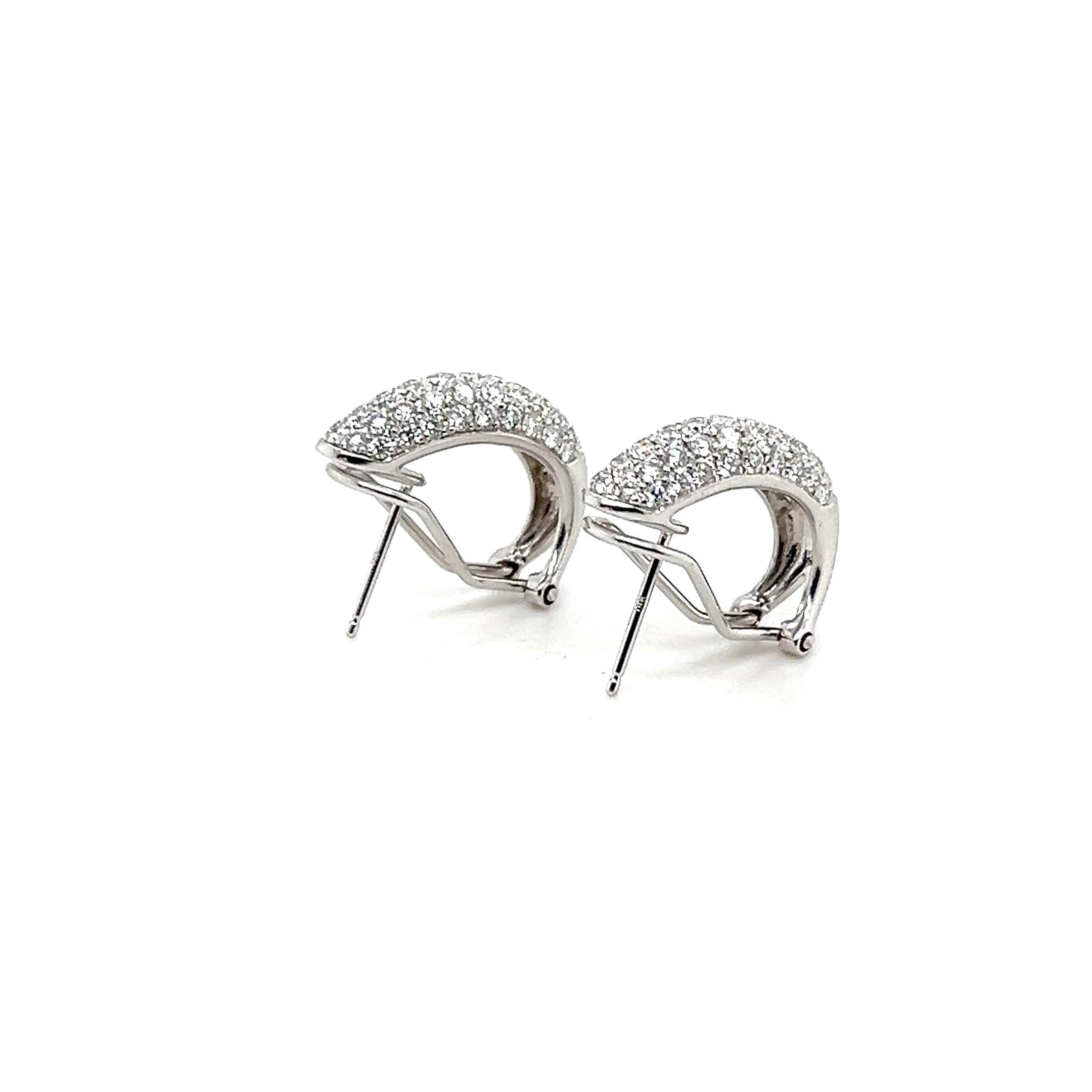 Odelia Ohrringe mit 2,65 Karat Diamant und 18k Weißgold Omega-Rückenschliff für Damen oder Herren