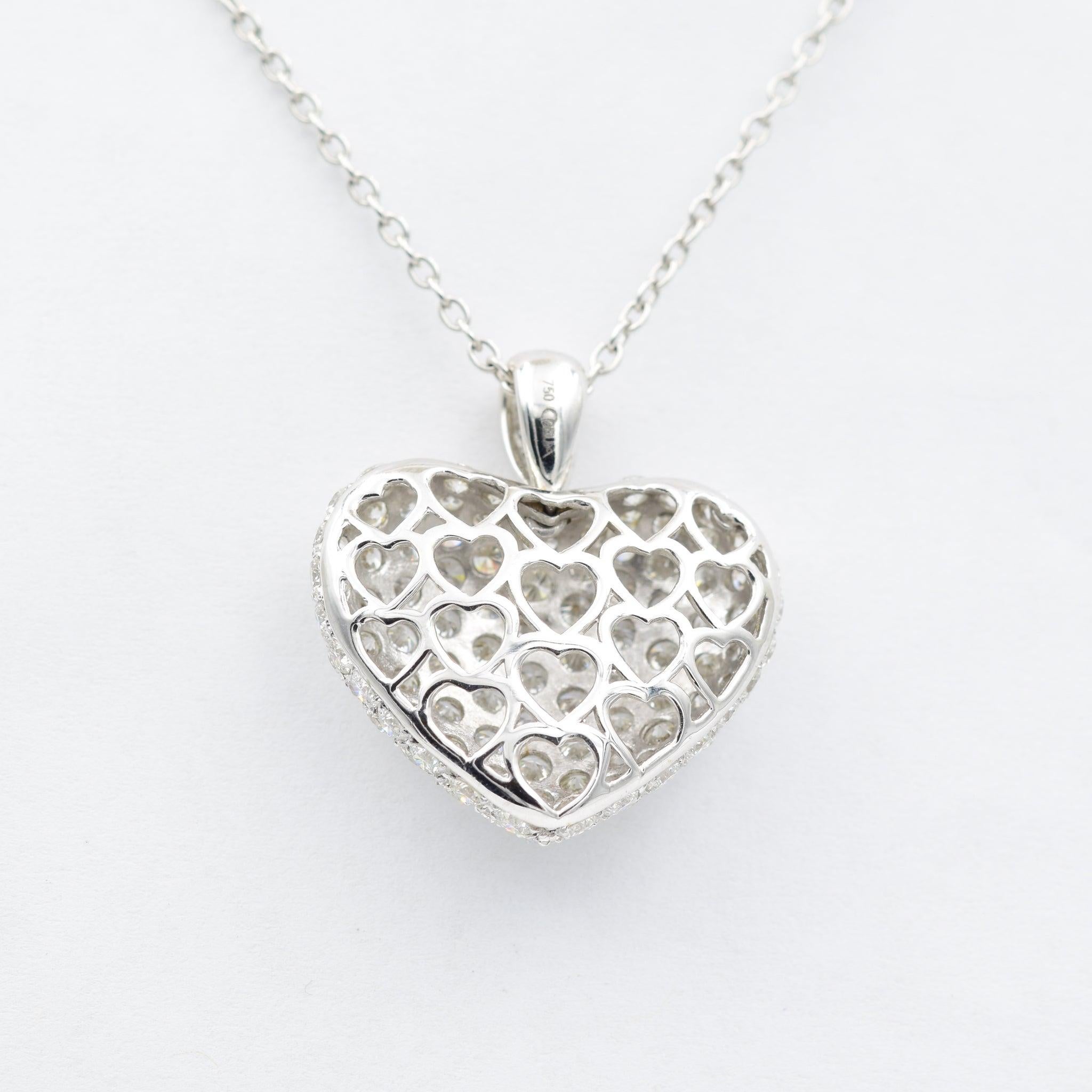 Odelia 4.21 Carat Diamond Heart Pendant Necklace in 18 Karat White Gold 1
