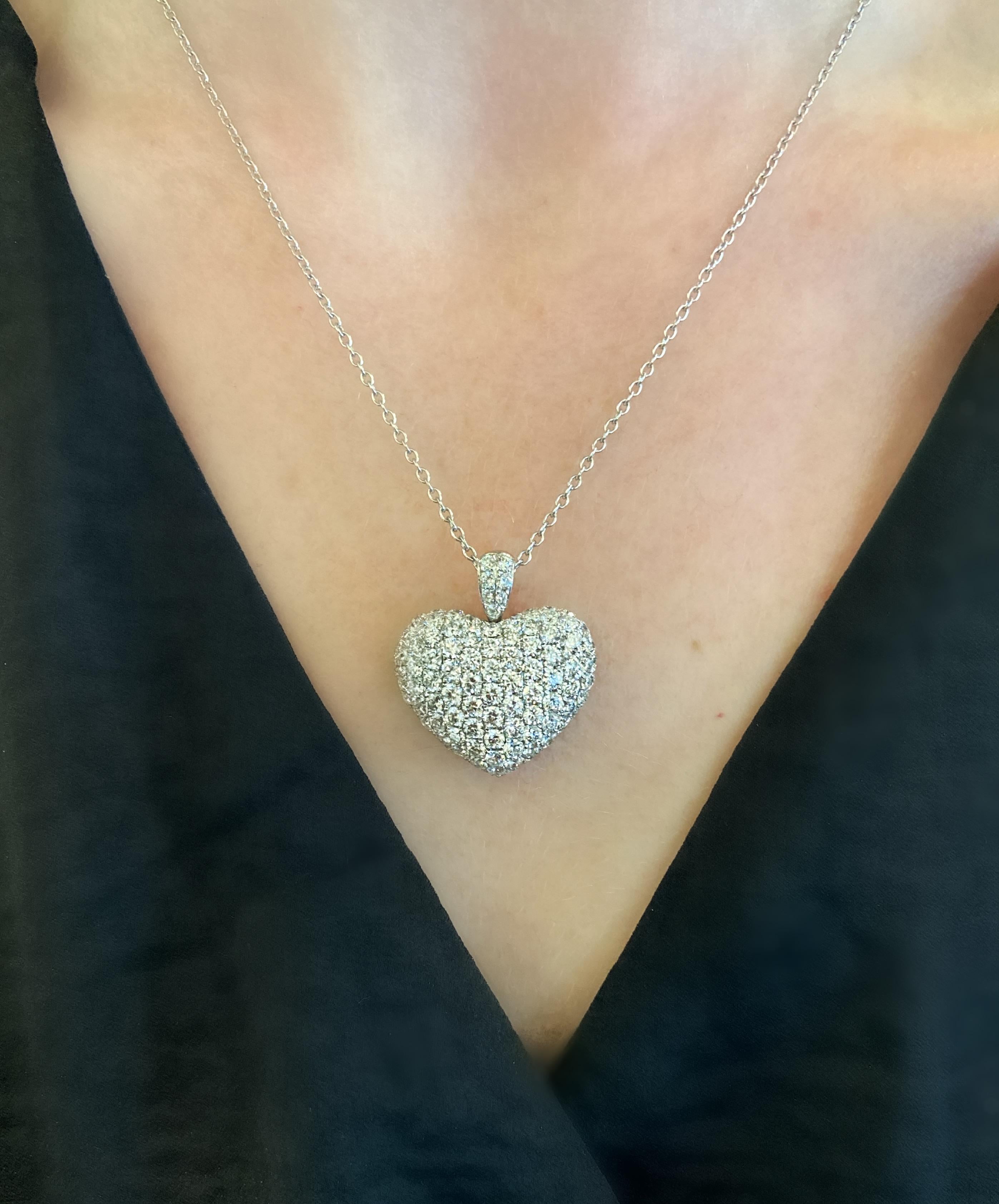 Odelia 4.21 Carat Diamond Heart Pendant Necklace in 18 Karat White Gold 2