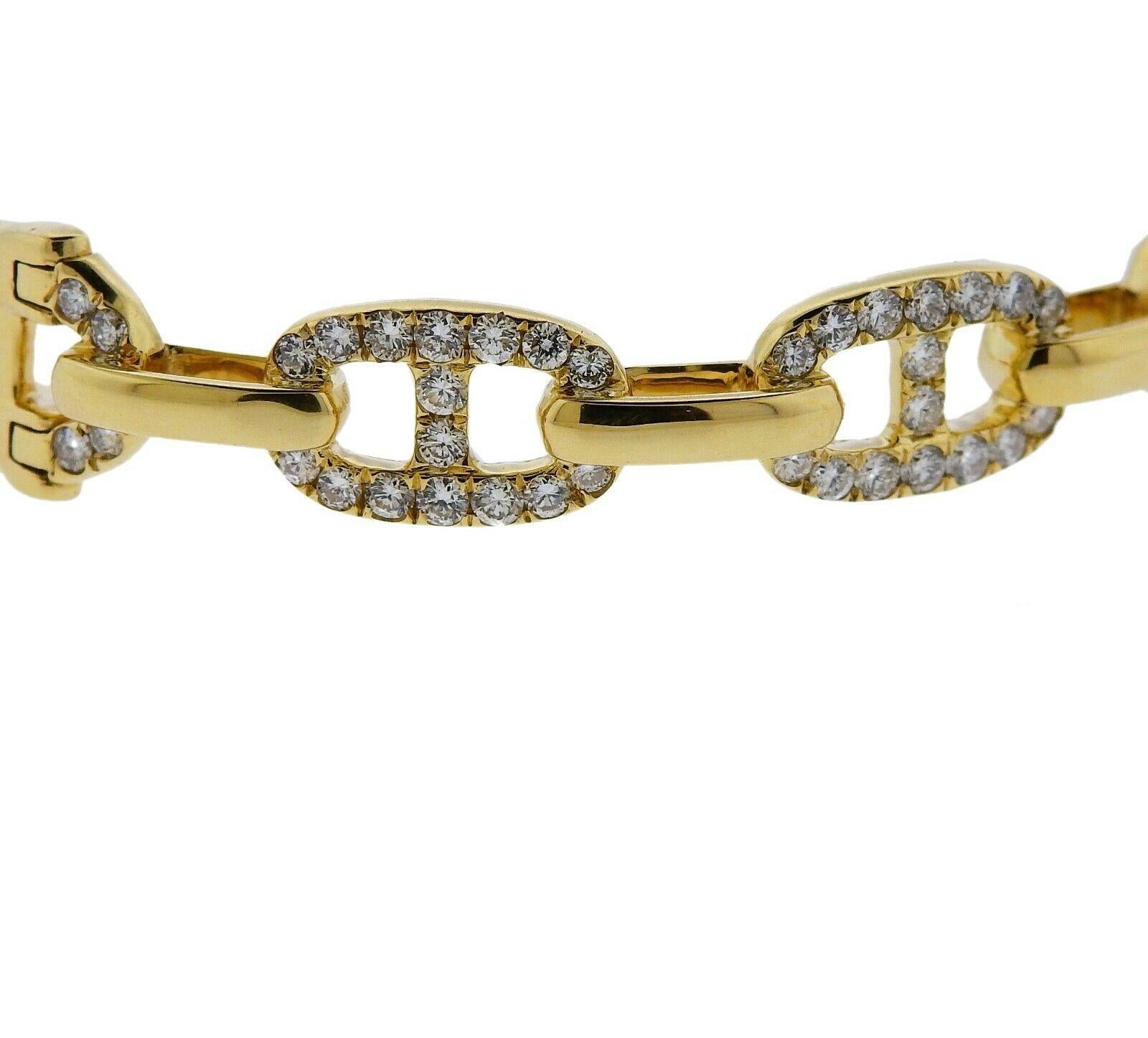 Round Cut Odelia Gold Diamond Link Cuff Bracelet For Sale