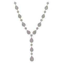 Odelia Jewelry 18 Karat White Gold Natural Diamond Cluster Dangle Drop Necklace