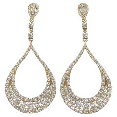 Odelia - Boucles d'oreilles pendantes en or jaune et diamants fins à larges larmes