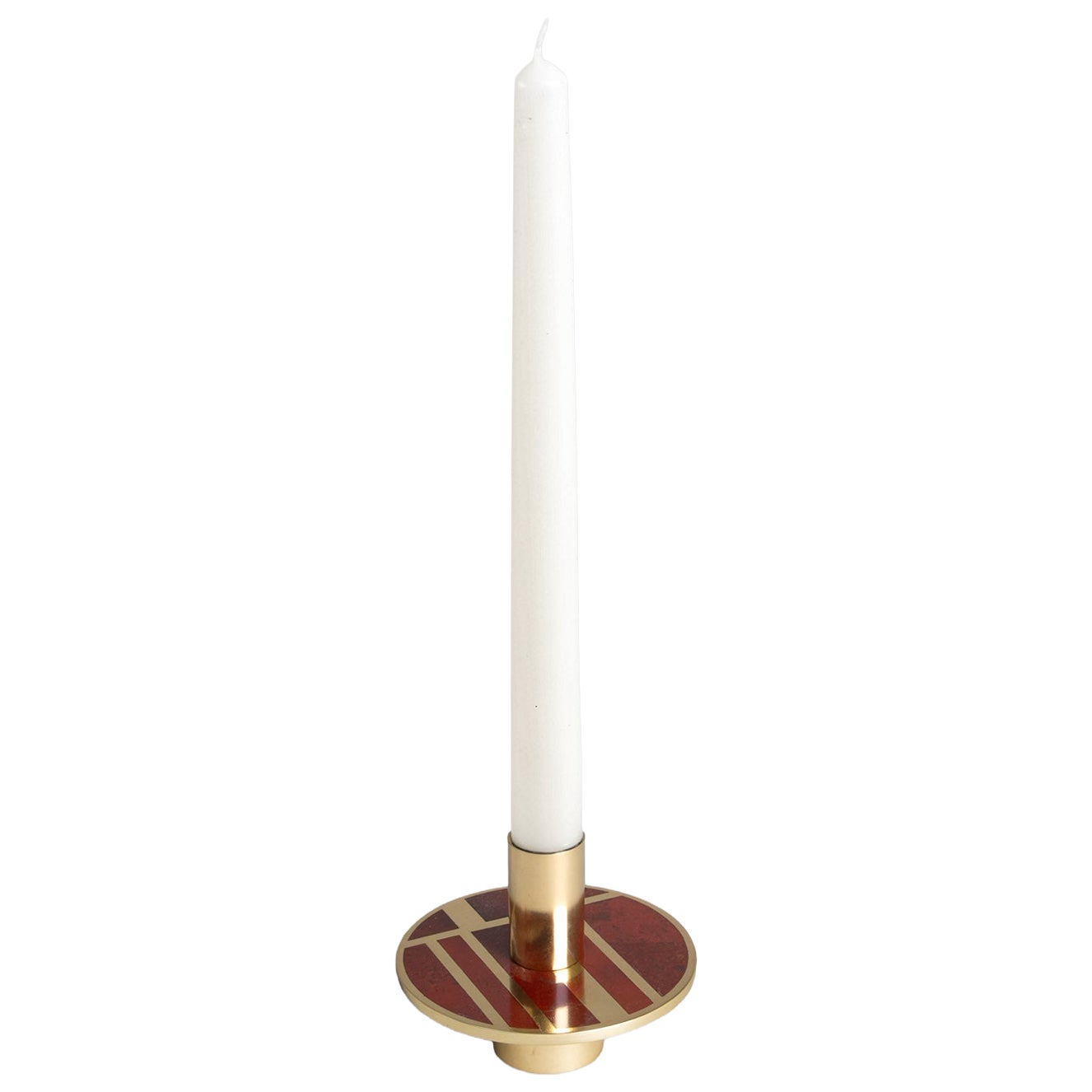 Odeon Candle Holder in Brass with Precious Stone, Viya by Vikram Goyal For Sale