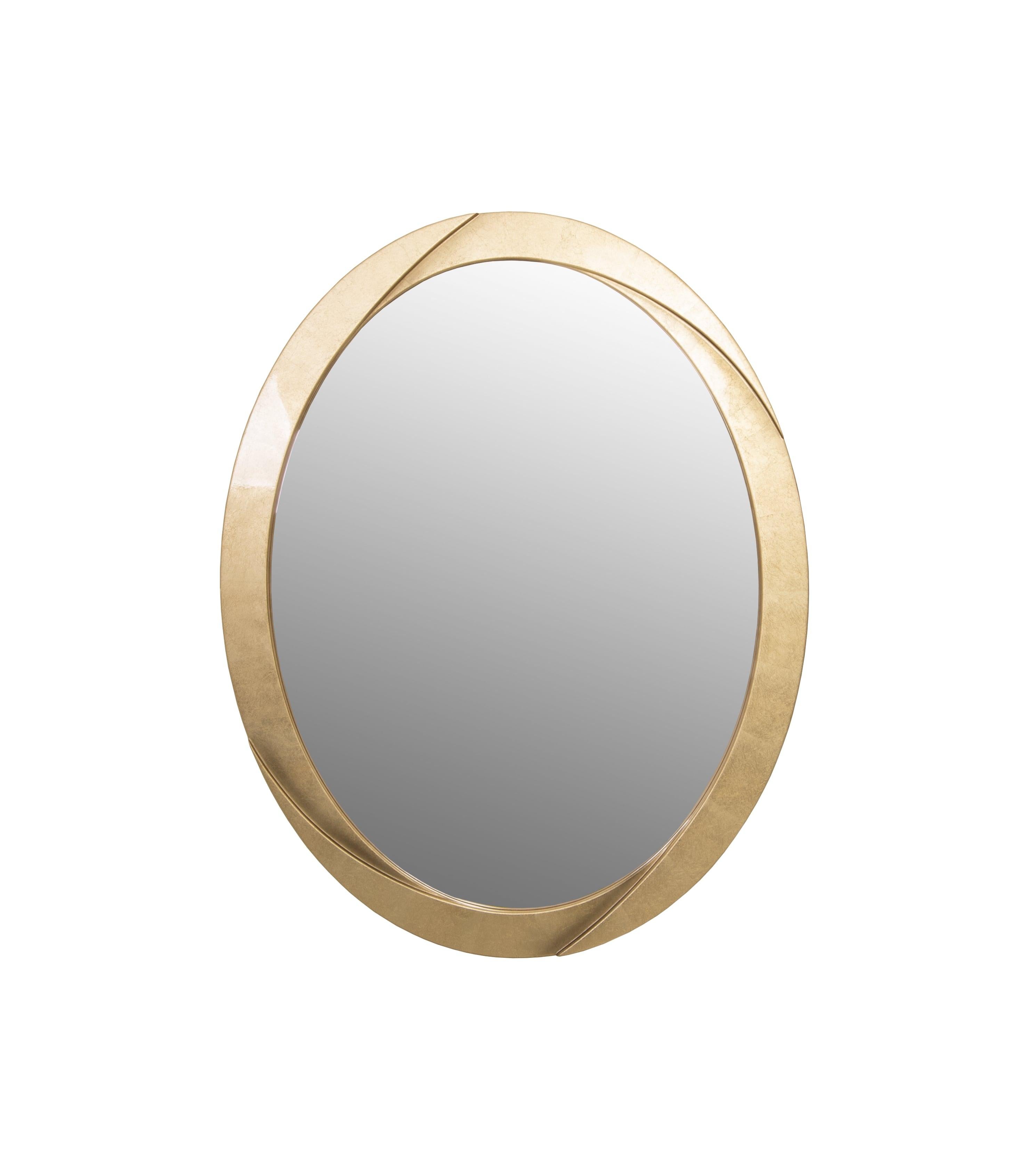 The Odeon Mirror is a refined accent piece that brings a sense of timeless elegance to any space. Featuring a sophisticated oval silhouette, it is encased in a gracefully sculpted frame with a gold finish. Subtle detailing adds a dynamic, modern