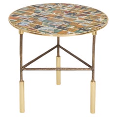 Odeon Side Table in Brass & Semi Precious Stone, Viya by Vikram Goyal