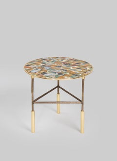 Odeon Side Table in Brass & Semi Precious Stone, Viya by Vikram Goyal