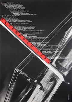 "Serenaden 1985" Swiss Post Modern Music Festival Cello Original Vintage Poster