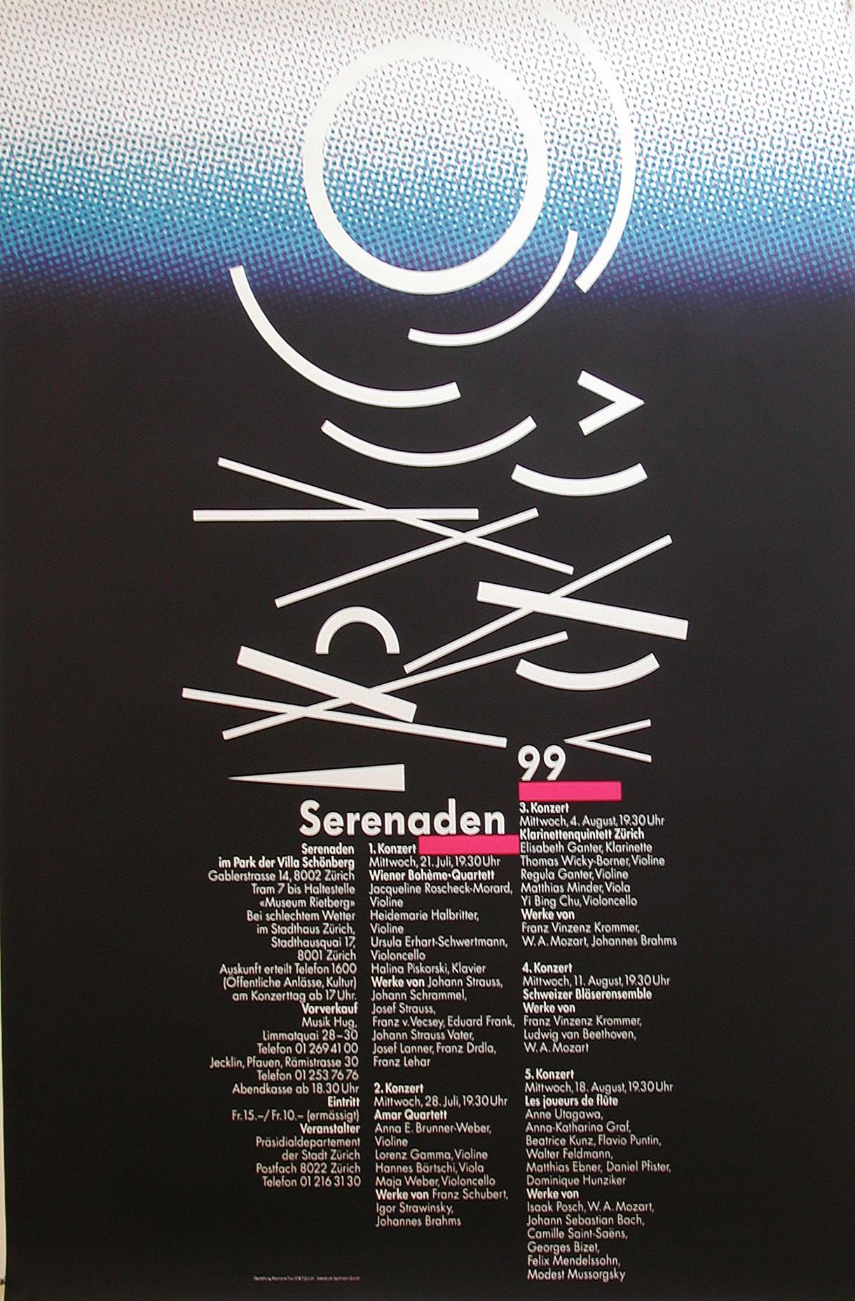 Odermatt & Tissi Abstract Print - "Serenaden 99" Swiss Post Modern Music Festival Original Vintage Poster