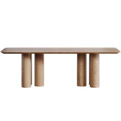 Modern Dining Table in Natural Solid Wood + 3D Model
