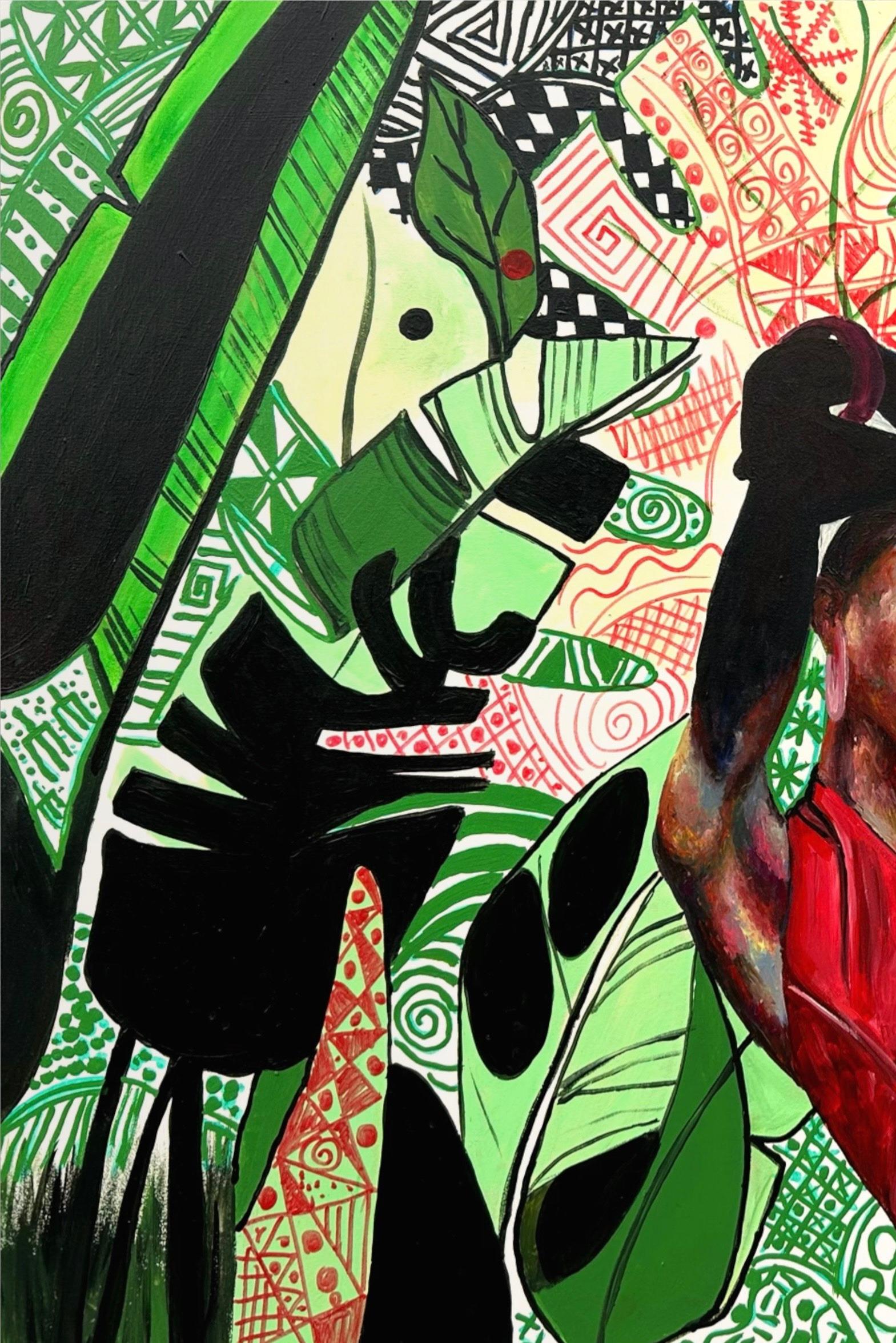 Asa Lo Fi Ibora (In Kultur gekleidet) -21. Jahrhundert, Zeitgenössisch, Figurativ (Schwarz), Figurative Painting, von Odesola Idowu